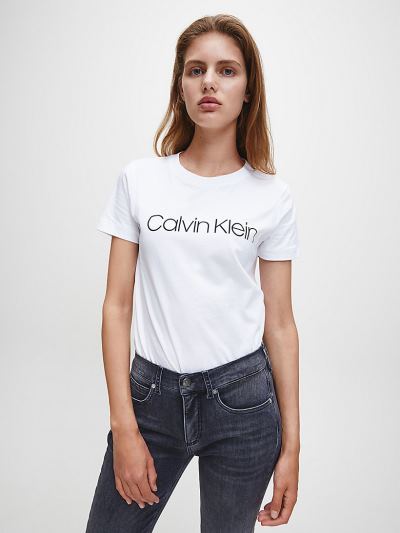Calvin Klein Ruhák HU671504 | Calvin Klein Organic Cotton Logo Női Póló Világos Fehér